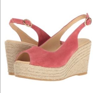 Cordani  Rosado Suede Peep Toe Wedges Size 8 🇮🇹